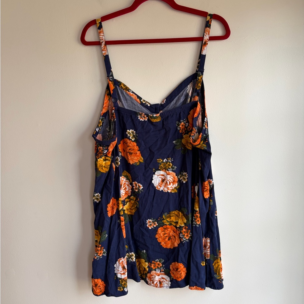Torrid Navy Blue Button Front Floral Tank Top Size 3 - Picture 4 of 6